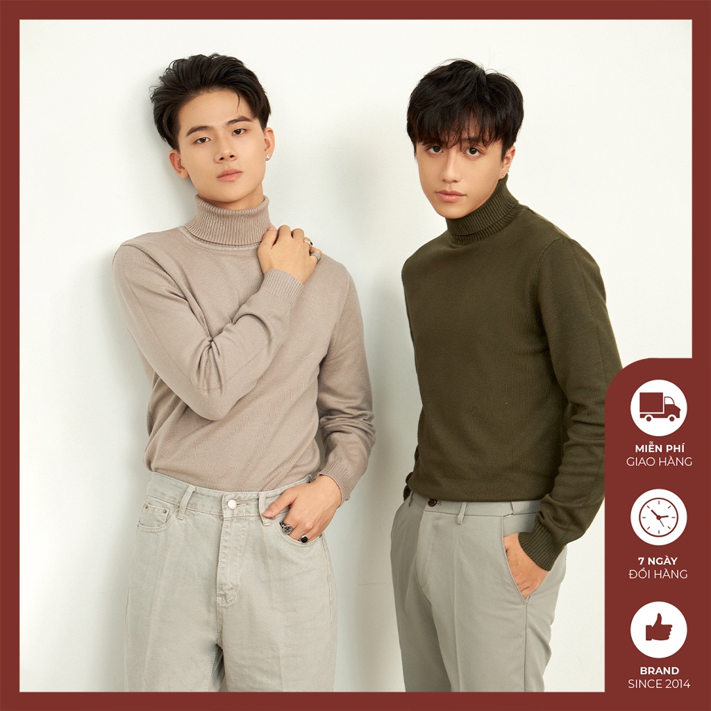 Áo len tăm Độc menswear cổ lọ mềm mại màu trơn basic form slimfit phong cách Hàn Quốc cao cấp - AL373