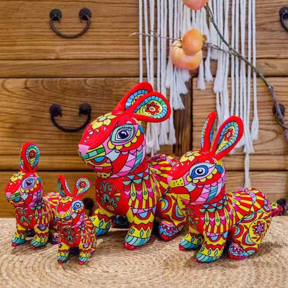 Thú Nhồi Bông Hình Thỏ Màu Cầu Vồng Xinh Xắn Cho Năm Mới