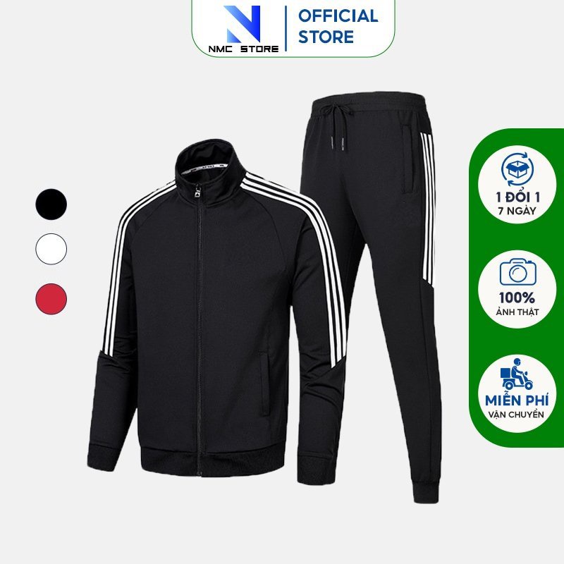 Bộ nỉ nam NMC thể thao chất nỉ áo dài tay có khóa