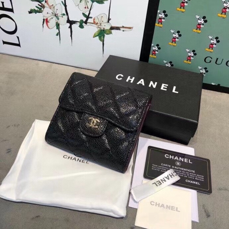 Ví Da Bò Hiệu CHANEL 2022 Chất Lượng Cao Phong Cách Cổ Điển Hợp Thời Trang