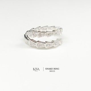 Snake ring - nhẫn bạc ý 925 freesize đính đá cz unisex - n0115