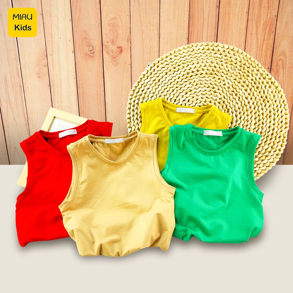 Áo Thun Ba Lỗ Trơn Cho Bé nhiều màu, Chất Liệu Thun Cotton Mềm Mịn Thoáng Mát Cho Bé mặc nhà thoải mái - MiauKids