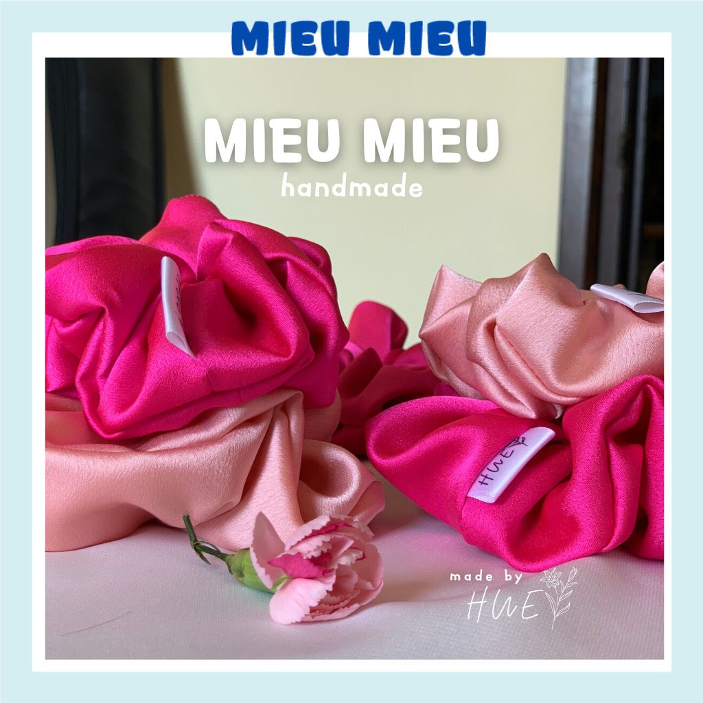 Cột tóc scrunchies handmade lụa satin mềm chun co giãn bảo vệ tóc S1012