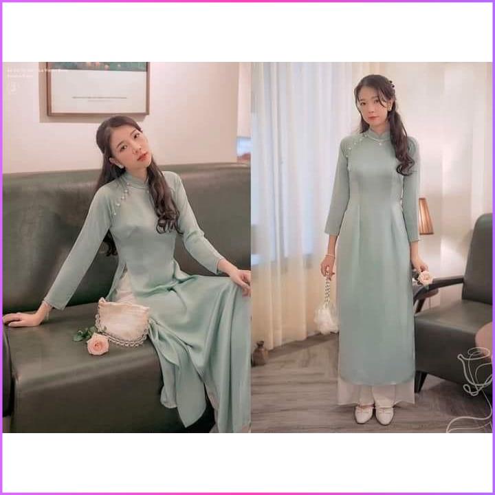 Áo Dài Nữ Cách Tân Một Màu Chất Lụa Siêu Đẹp - Áo Dài Nữ Tây Thi Lụa Cao Cấp  - Shop PT