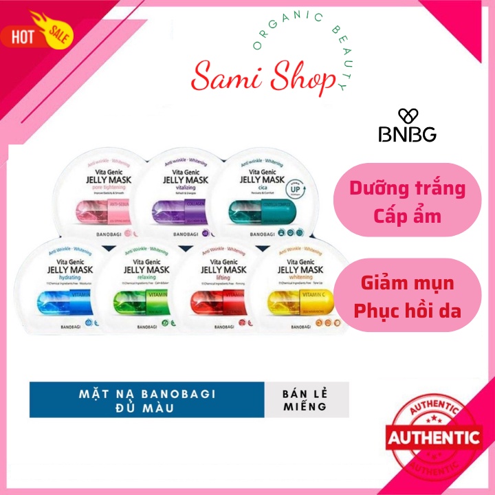 Mặt nạ miếng Dưỡng trắng Cấp ẩm Giảm mụn Phục hồi da Hàn Quốc BNBG Mask (Vitamin A,B,C,E, trà xanh) Sami Shop