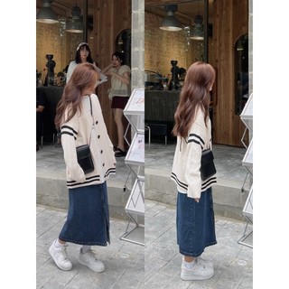 Chân váy jeans xẻ tà Ulzzang