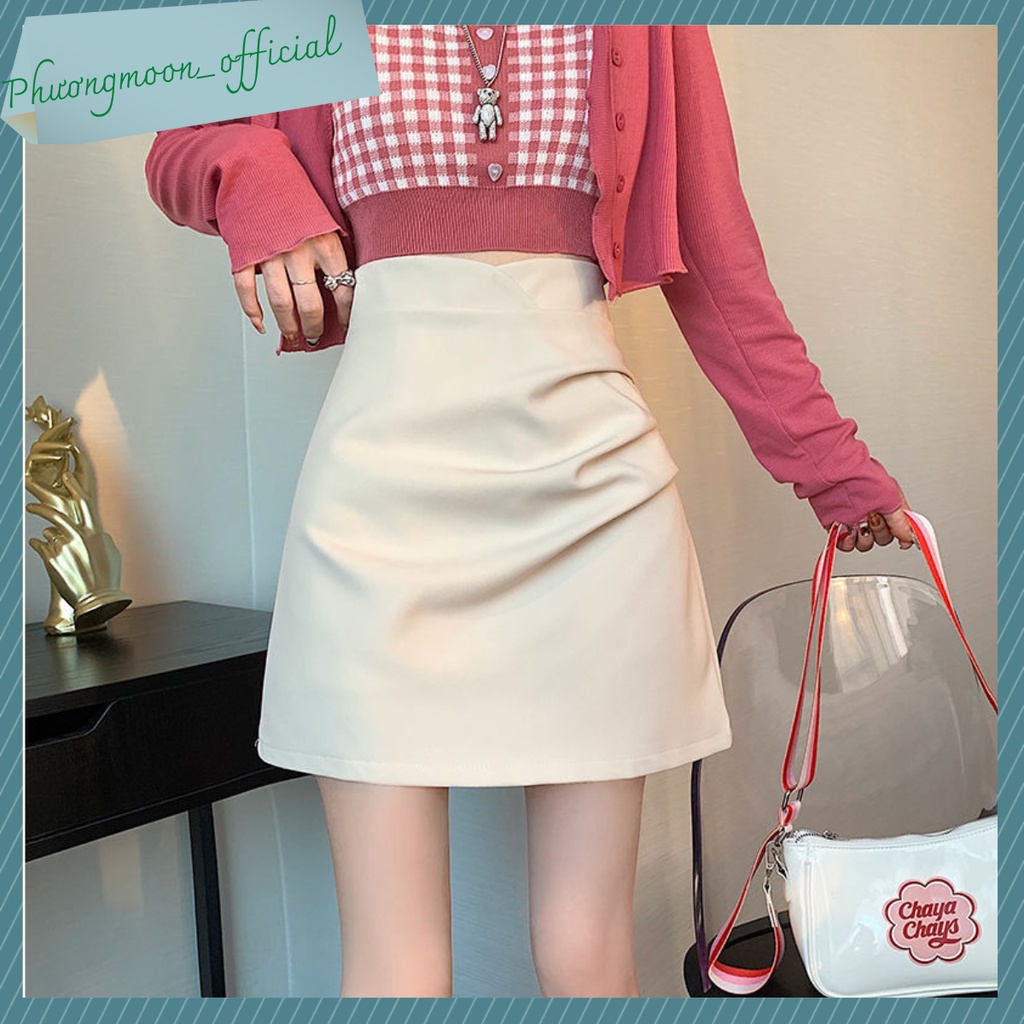 Chân váy chữ a HOTHIT, vải tuyết mưa, nhún eo tiểu thư sang chảnh