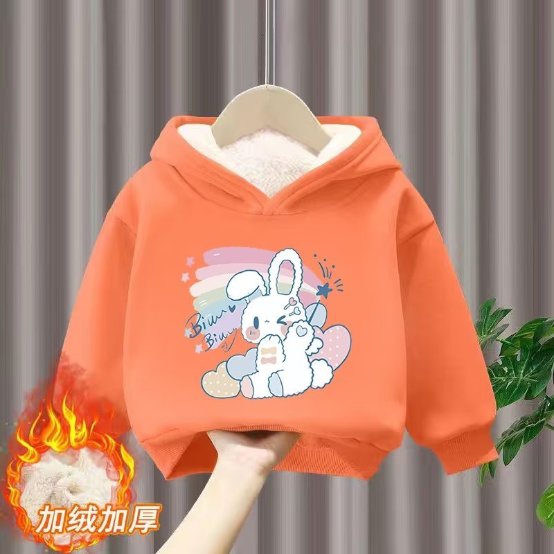 Áo Hoodie Dài Tay Lót Lông Cừu Thời Trang Mùa Thu Cho Bé Gái