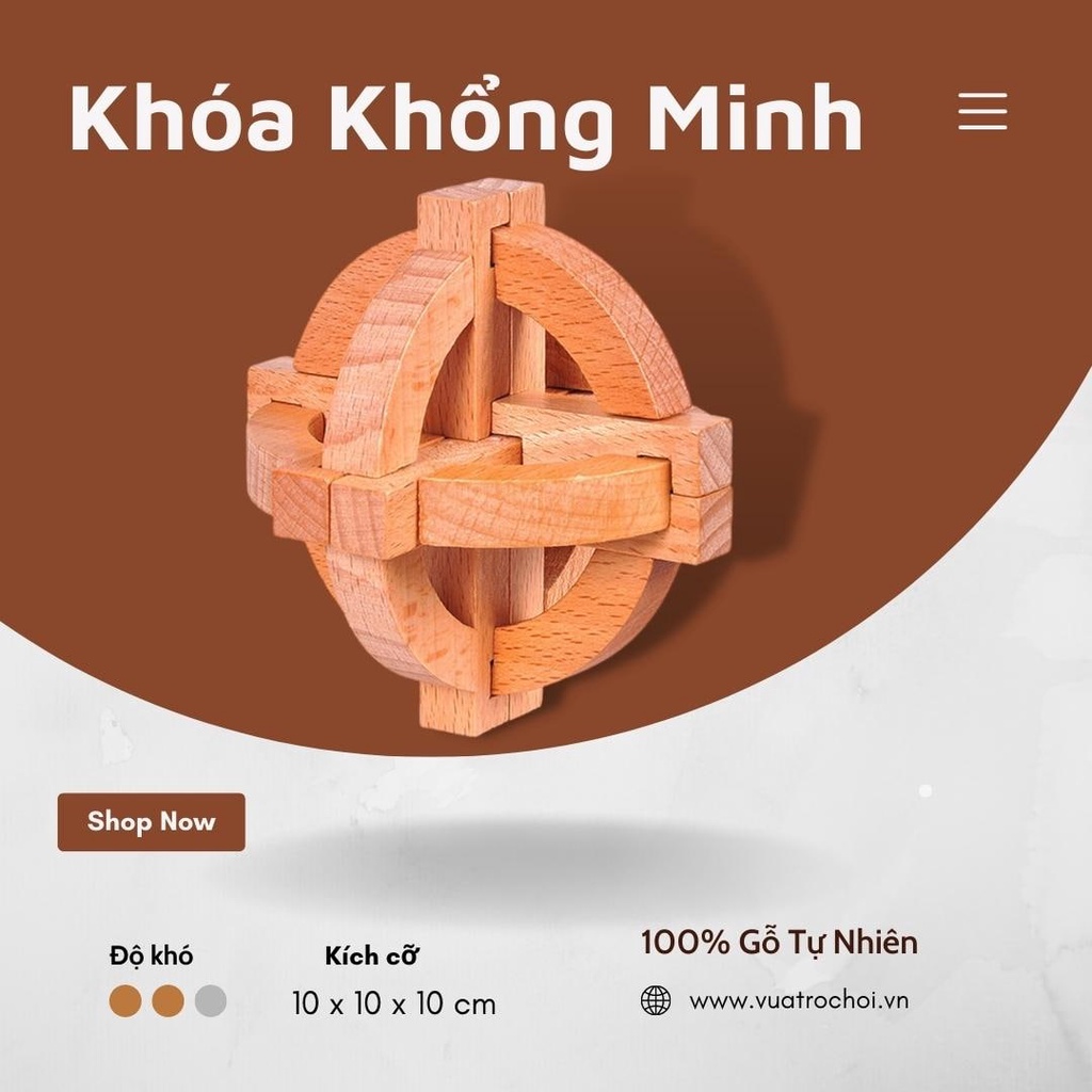 Đồ Chơi Gỗ Thông Minh Cho Trẻ Em - Khóa Gỗ Kong Mingqiu A20