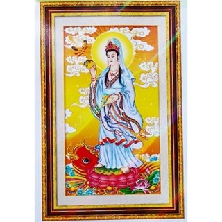 Tranh Thêu Chữ Thập 3D Phật Quan Thế Âm Bồ Tát Cưỡi Cá Chép DV6484 (KHÁCH TỰ THÊU) KT:41X65CM