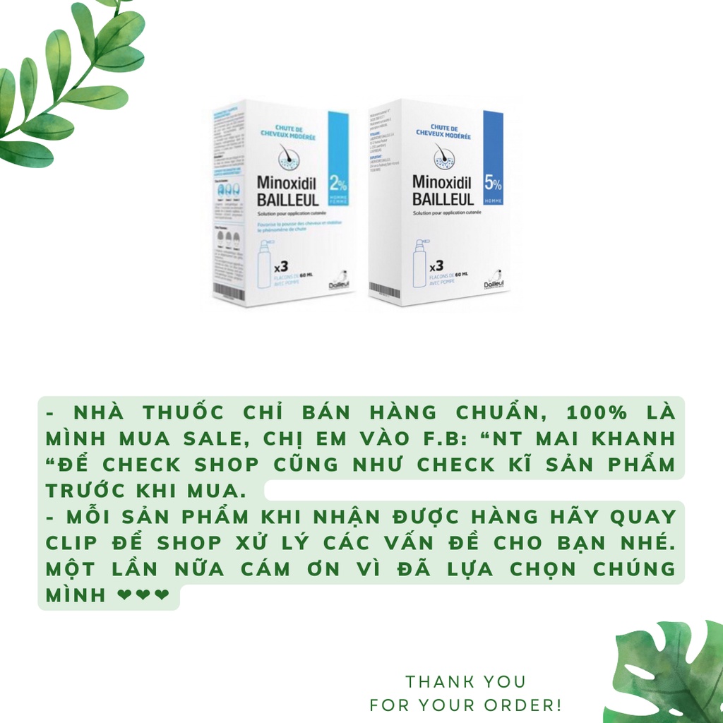 Xịt Mọc Tóc Minoxidil 2% và 5% Giảm Rụng Tóc Và Kích Mọc Tóc [ Chính Hãng Pháp]