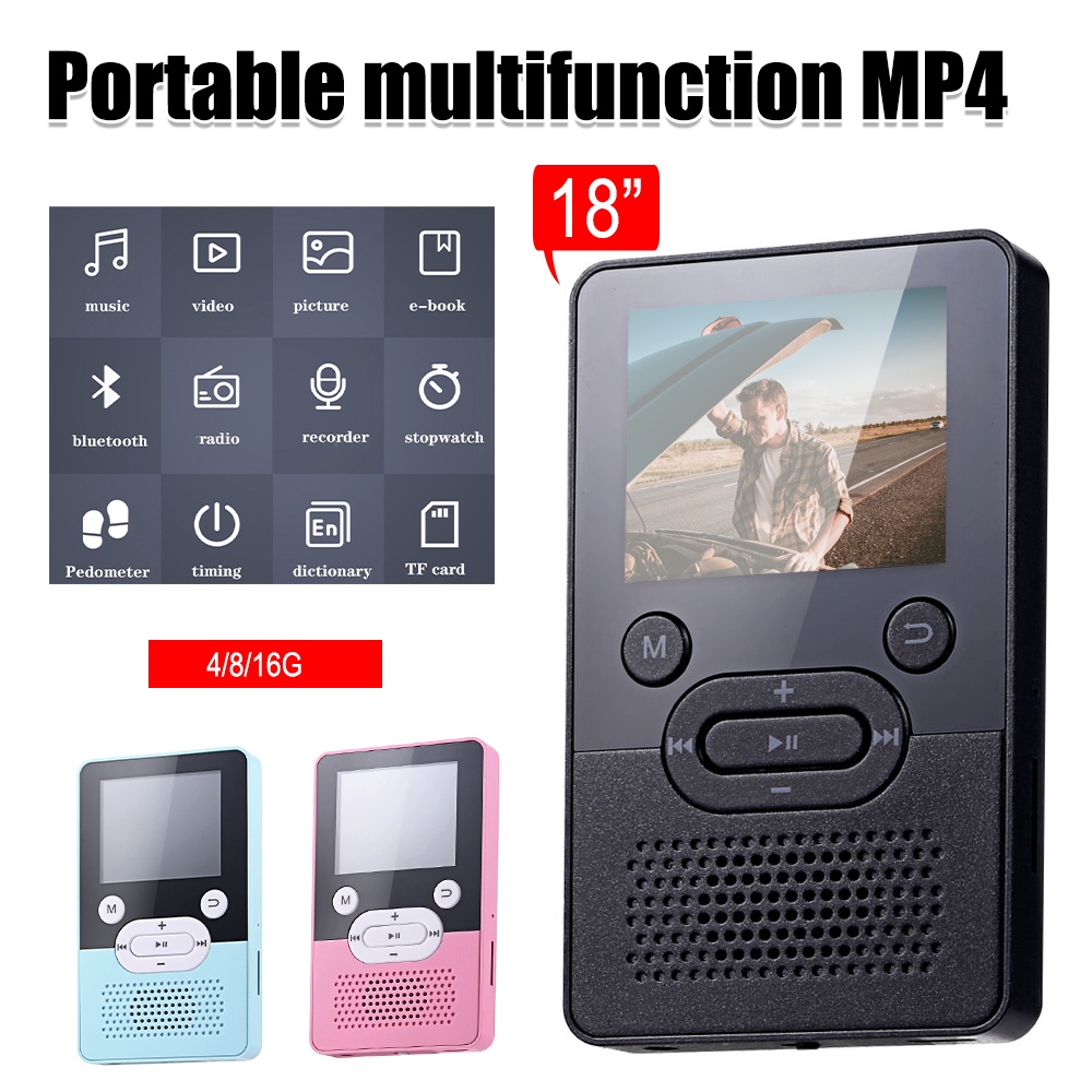 VIRWIR Máy nghe nhạc mp3 mini học sinh thể thao chơi bên ngoài e-book đài fm ghi âm walkman