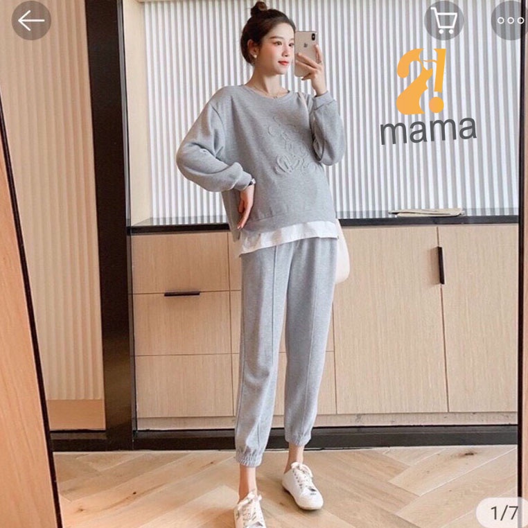 Quần bầu Jogger 2mama dáng bom cao cấp, dày dặn, không bai xù, đanh mịn.