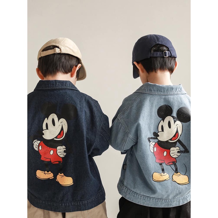 Áo jacket Denim Disney cầm siêu nặng tay từ đông sang hè đều hợp cho bé 13-30Kg
