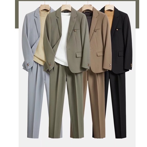 Bộ Áo Khoác Vest + Quần Dài Phong Cách Hàn Quốc Thời Trang Cao Cấp Cho Nam J67