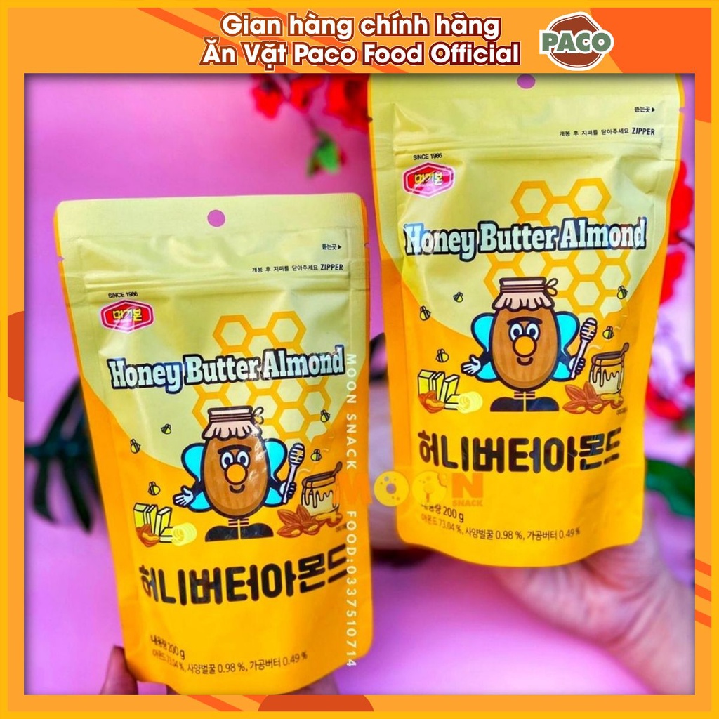 Hạnh nhân tẩm mật ong Honey Butter Almond gói 200g hãng Murgerbon nhập khẩu Hàn Quốc date mới T4/202