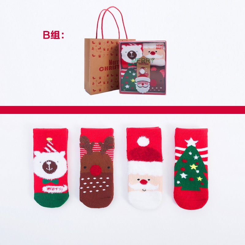 Set quà 4 đôi tất vớ giáng sinh Noel dày ấm siêu xinh cho bé hãng NEMO BABY hàng đẹp bao đổi trả