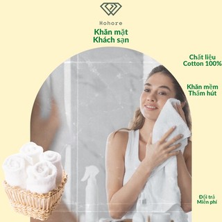 Khăn mặt khách sạn 30x50, khăn gội trắng khách sạn 34x82/ 40x75, chất liệu cotton 100% thấm hút nước tốt, bền
