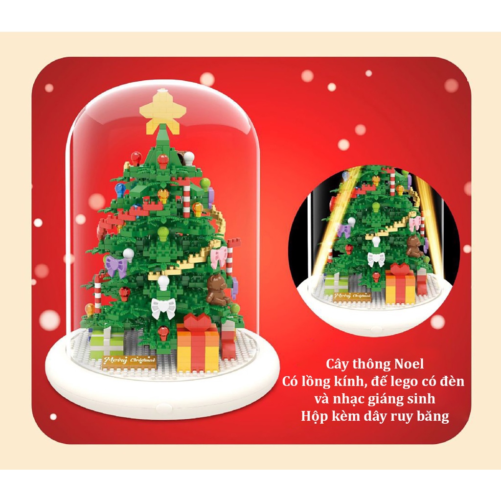 Đồ Chơi Lắp Ráp Xếp Hình Hộp Quà Tặng Giáng Sinh Có Đèn và Nhạc, Lật Đật Noel Wise Hawk