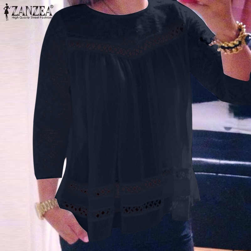 Zanzea Áo Nữ Tay Dài Phối Ren Thời Trang Thanh Lịch