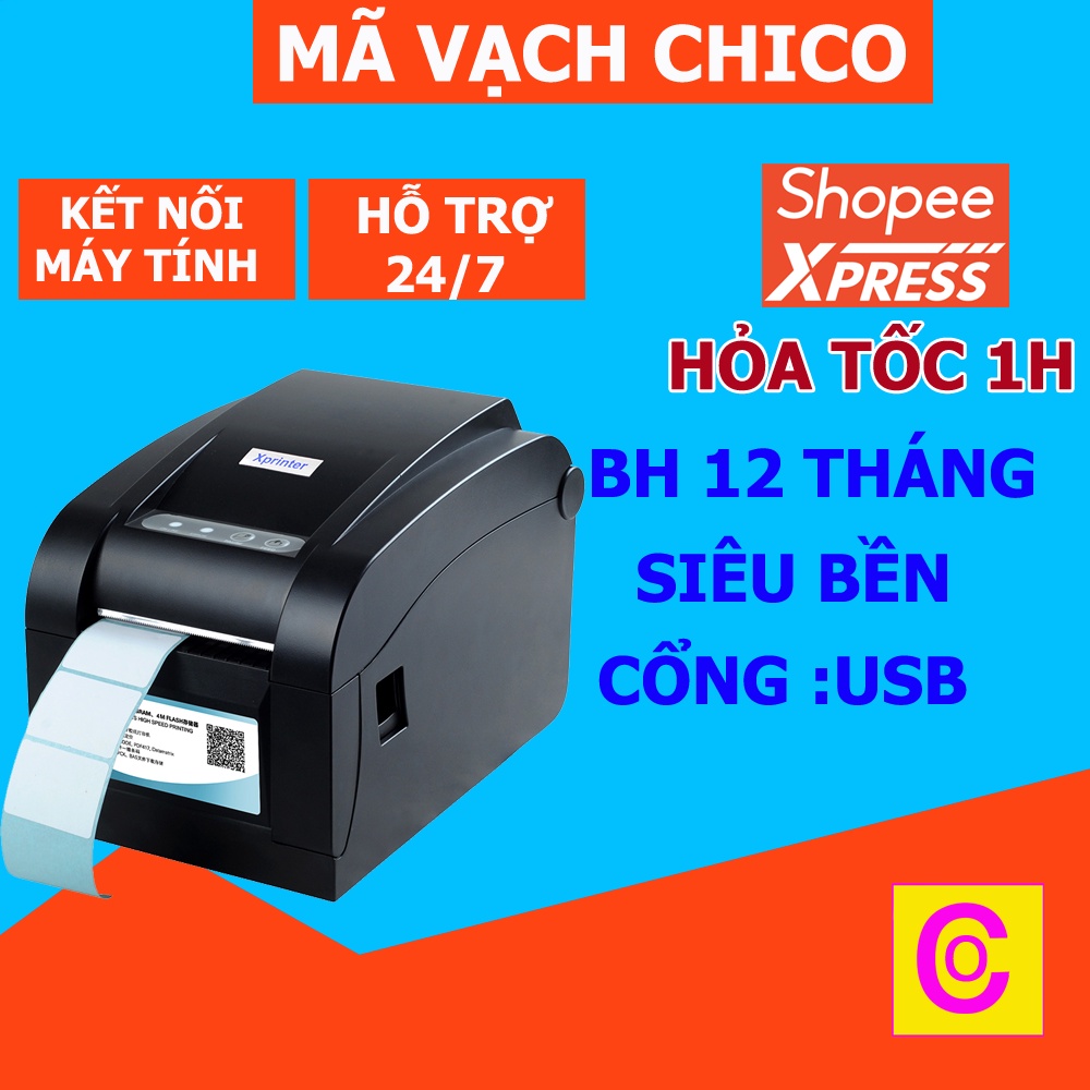 Máy in Mã Vạch Xprinter XP 350B in đơn hàng GHTK, in tem nhãn và phiếu giao hàng các sàn TMĐT