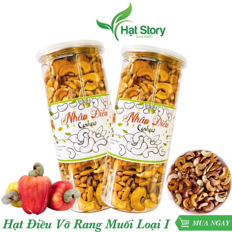 1Kg Hạt Điều Vỡ Rang Muối Còn Ít  Vỏ Đăk Lăk Thơm Ngon, Đóng Hũ Như Hình