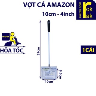 Vợt cá thủy sinh amazon series cán nhựa xanh size 4inch 10cm
