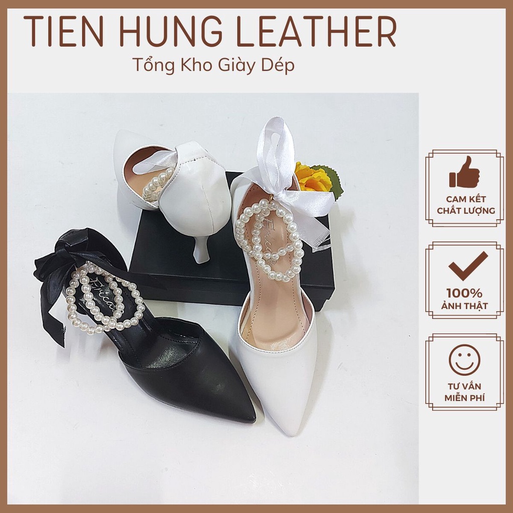 Giày nữ gót cao 7cm bít hậu mũi nhọn quai ngọc Tiến Hùng TH4002
