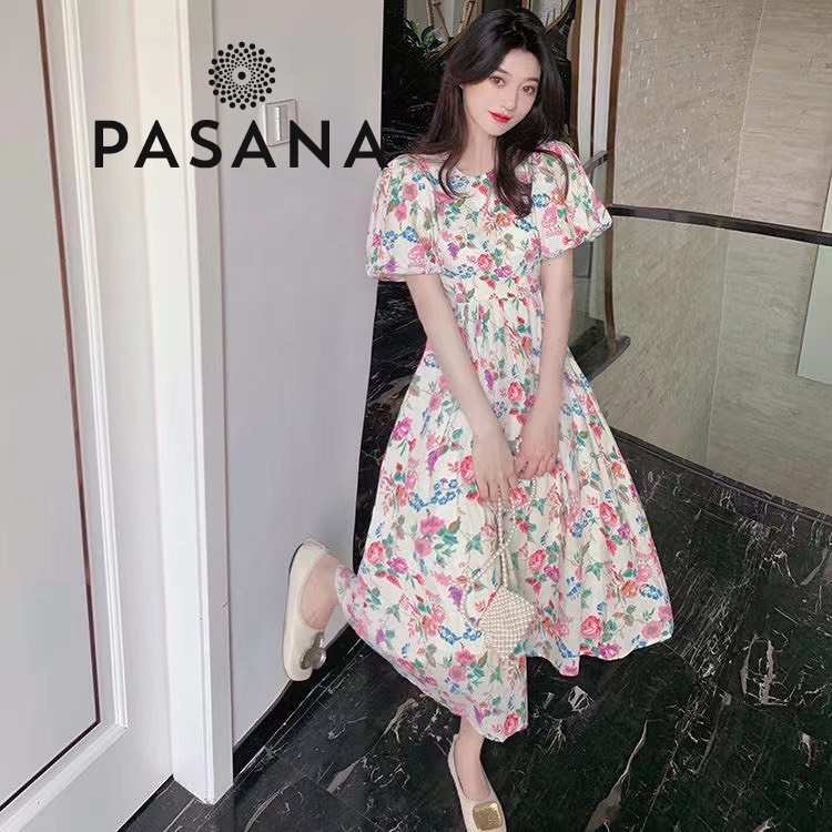 Váy nữ đầm vintage dáng dài sang chảnh hoa hồng Pháp tình yêu đầu tiên ngọt ngào Pasana0005v