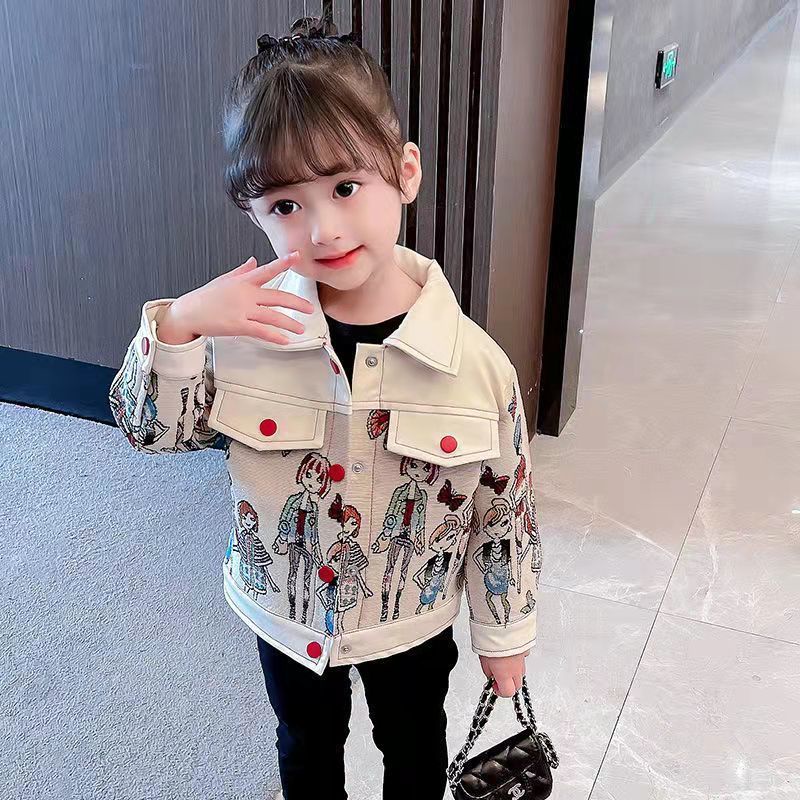 Áo Khoác Da Thời Trang Xuân Thu Cao Cấp Cho Bé Gái