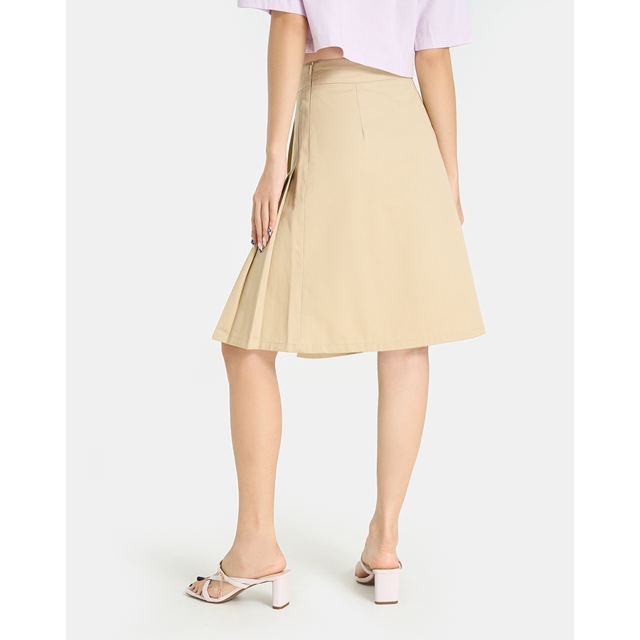 Chân Váy Midi Nữ Thời Trang JUNO Vạt Chéo Xếp Ly JNVLU013