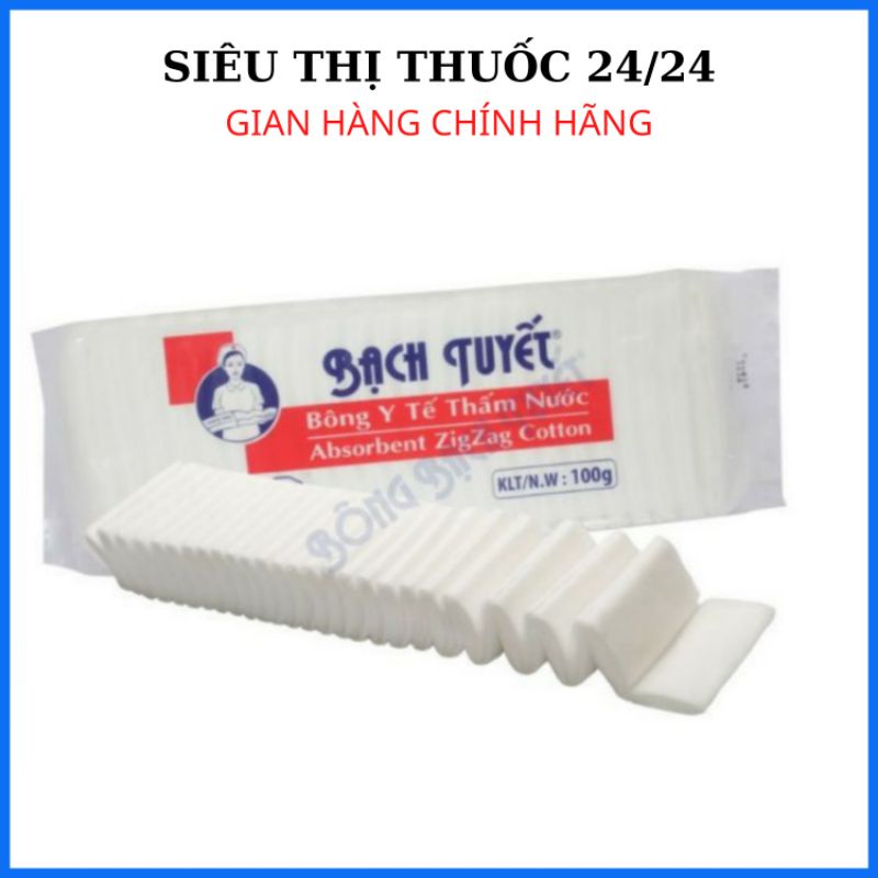 Bông y tế Bạch tuyết gói 100g ⚡ CAM KẾT RẺ NHẤT ⚡ Bông gòn y tế cắt sẵn miếng nhỏ, chất bông mịn và chắc