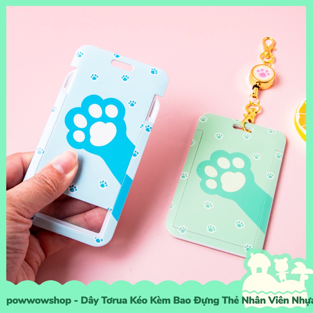 [Sẵn VN - Hỏa Tốc] Dây Móc Tơrua Kéo Bao Đựng Thẻ Nhân Viên Phong Cách Chân Mèo Cat Paw Đáng Yêu