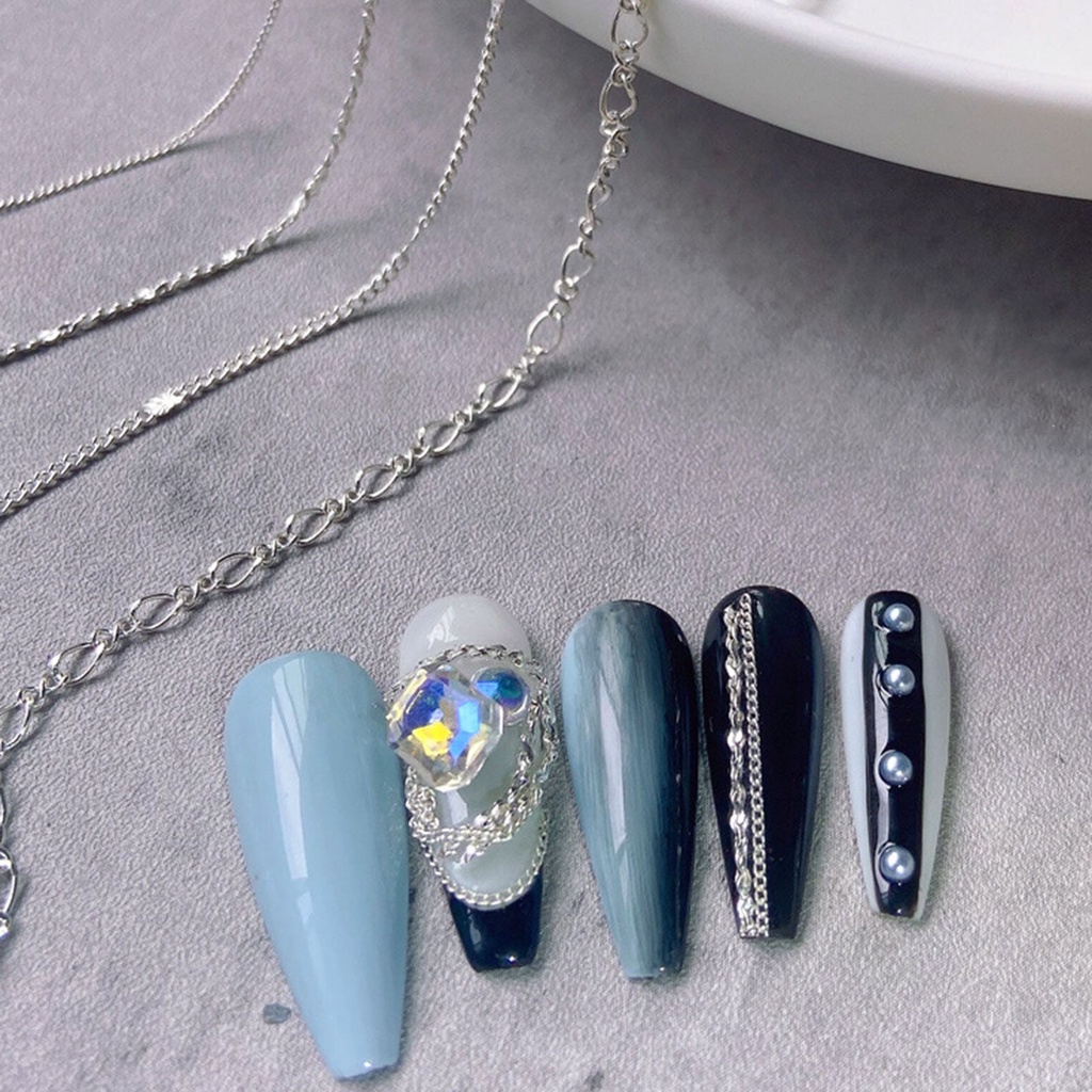 Dây Xích Kim Loại 3D Đa Năng Trang Trí Móng Tay DIY Cho Nữ