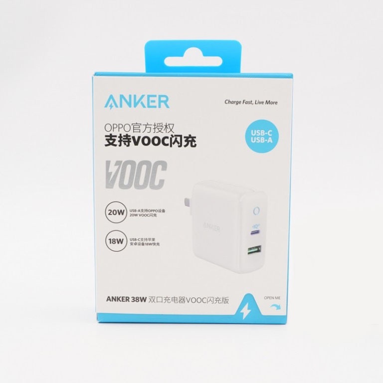 Củ Sạc Anker 2 Cổng Sạc nhanh VOOC 20W và PD 18W PowerPort PD+2 38W - A2630 cho OPPO Huawei AnkerShop