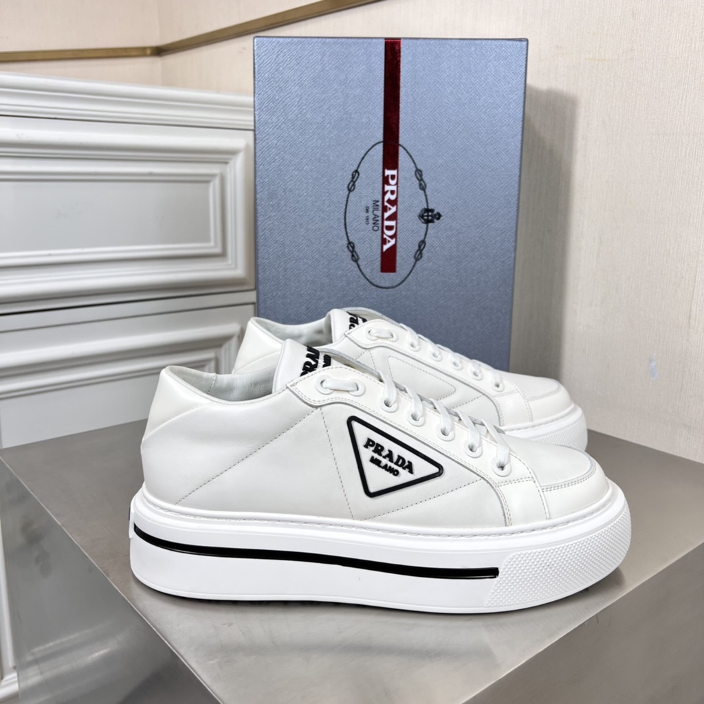 Giày thể thao nam da thật Prada kiểu dáng đơn giản, trẻ trung