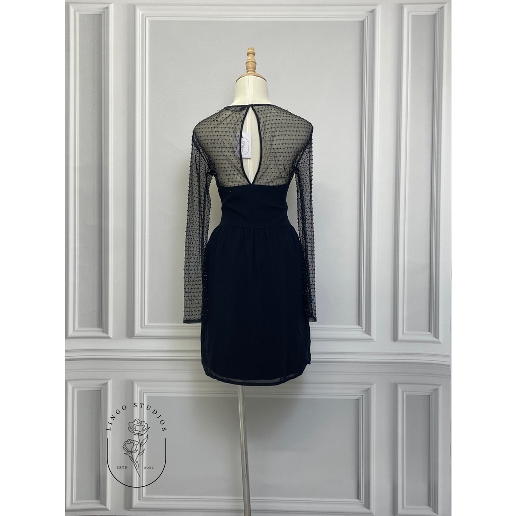 Váy đính hạt ZARA hàng hiệu chính hãng thời trang nữ N171 màu đen size S secondhand thanh lý ký gửi