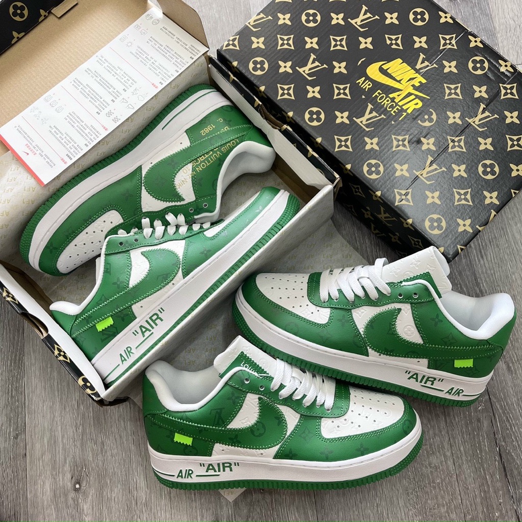 Giày thể thao Louiss_Vuittonm x Nike_AirForce 1 Low By White Green/Af1 LV Xanh Lá Af1 LV White Green-ntstore