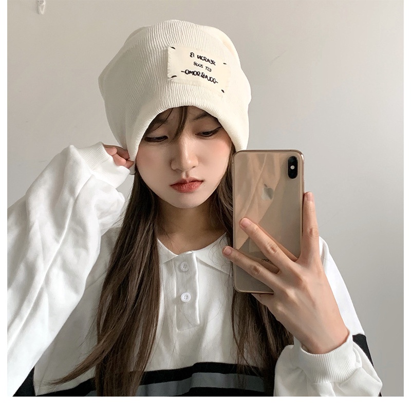 Nón len trùm đầu Cá tính Mũ len mùa Đông Nam nữ Unisex Hàn Quốc Giữ ấm 2 lớp Checkin Du lịch Đà Lạt Thời trang