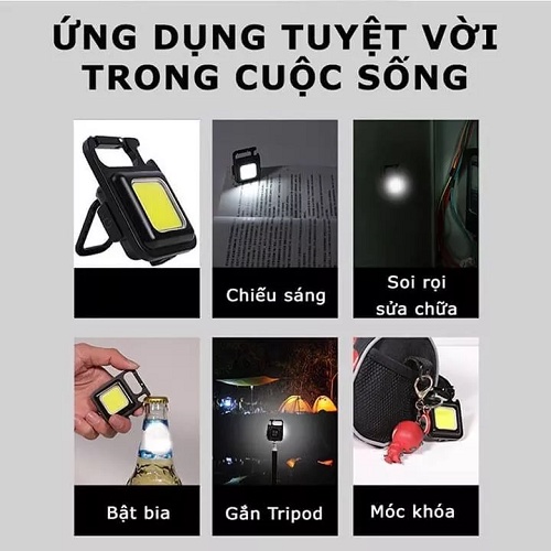 Móc Chìa Khoá Đèn Pin Đèn Led COB Mini Nam Châm Đa Năng Bỏ Túi Tiện Dụng Mang Theo Du Lịch Dã Ngoại