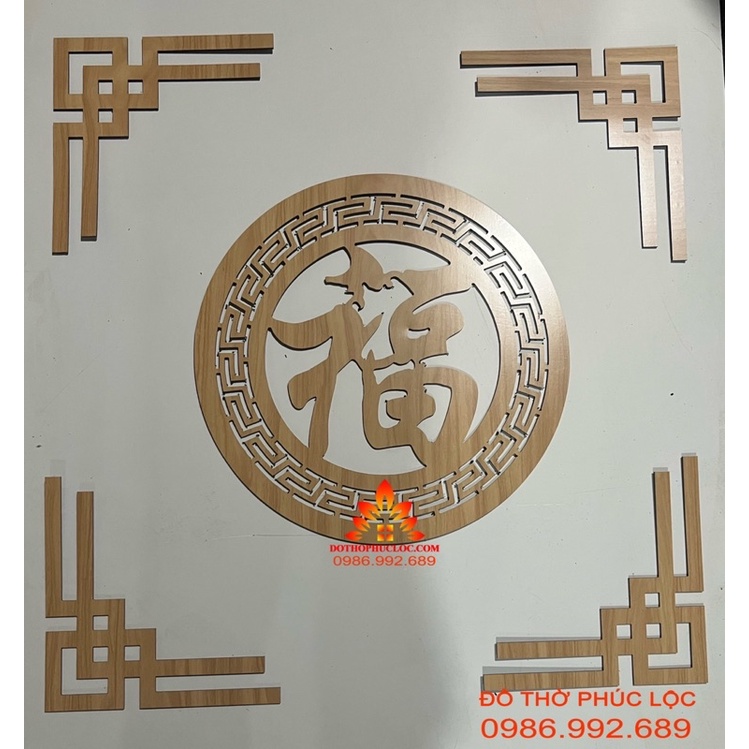 Viền, chữ phúc trang trí ban thờ. màu Trần, màu vàng mít, màu cánh dán, màu óc chó.