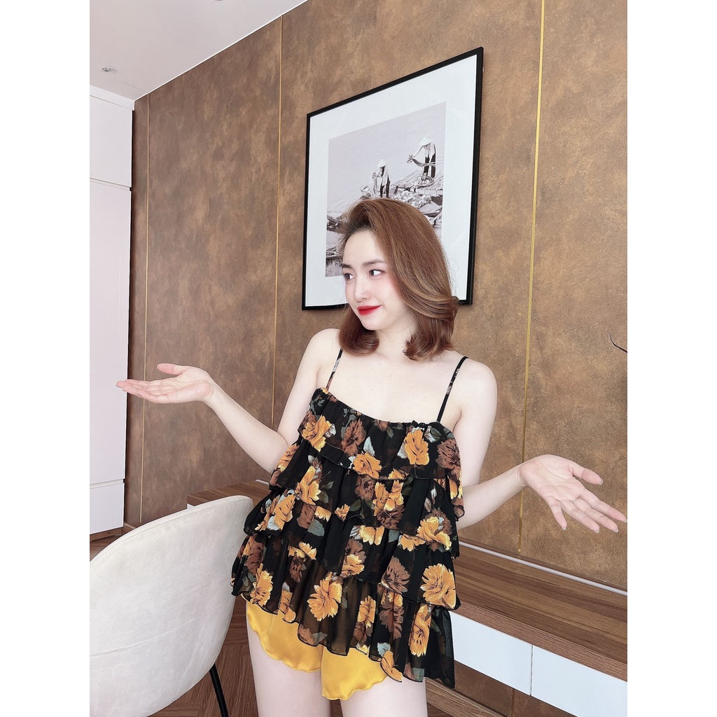 Bộ Đồ Ngủ Nữ SOJUN Vải Chiffon 4 Tầng Dưới 65Kg