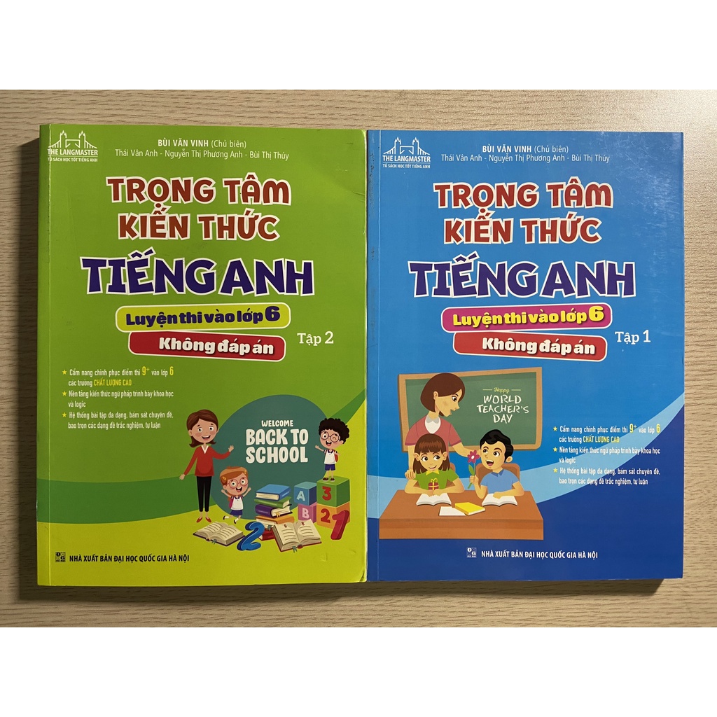 Sách - Trọng tâm kiến thức Tiếng Anh luyện thi vào lớp 6 tập 1 + tập 2 ( không đáp án)