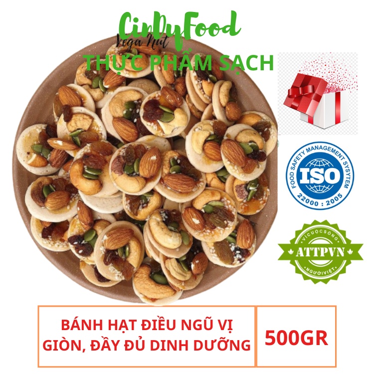 500Grm Bánh Hạt Điều Đồng Tiền Mix Ngũ Vị - Giòn, Mới, Đầy Đủ Dinh Dưỡng