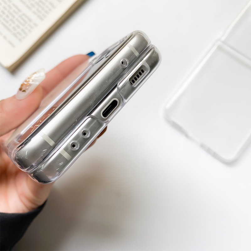 1 Ốp Điện Thoại PC Cứng Viền TPU Trong Suốt Siêu Mỏng Chống Sốc Chống Rơi Cho Samsung Galaxy Z Flip 4