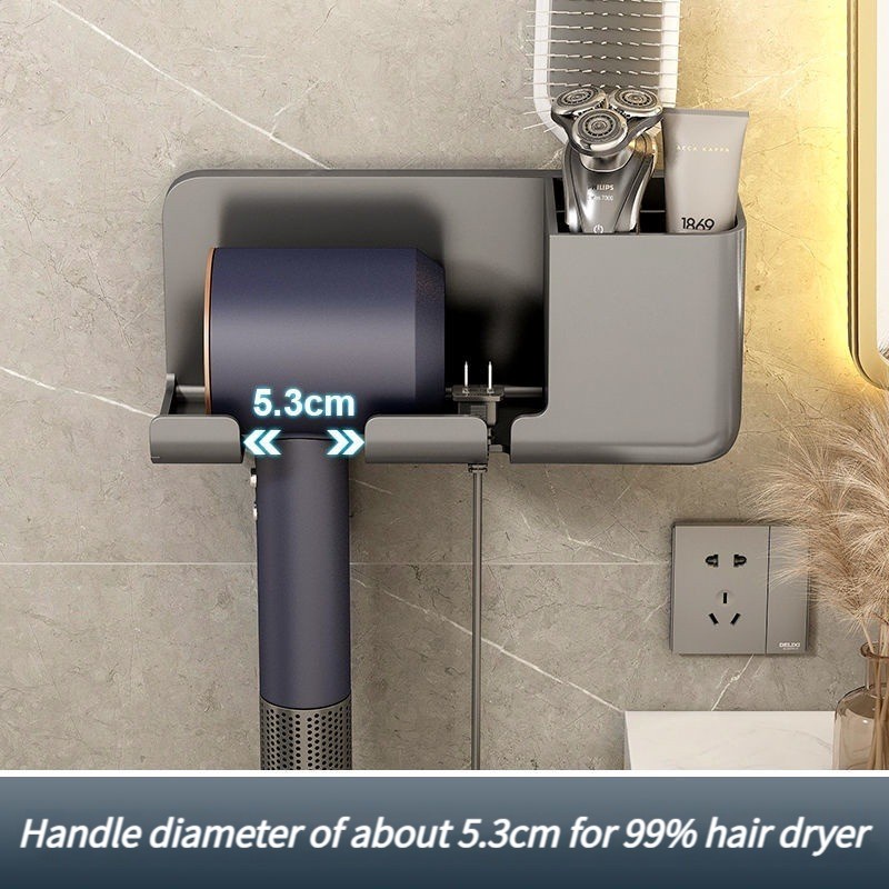 PNL Kệ Để Máy Sấy Tóc Kèm Ống Đựng Lược Dán Tường Tiện Lợi