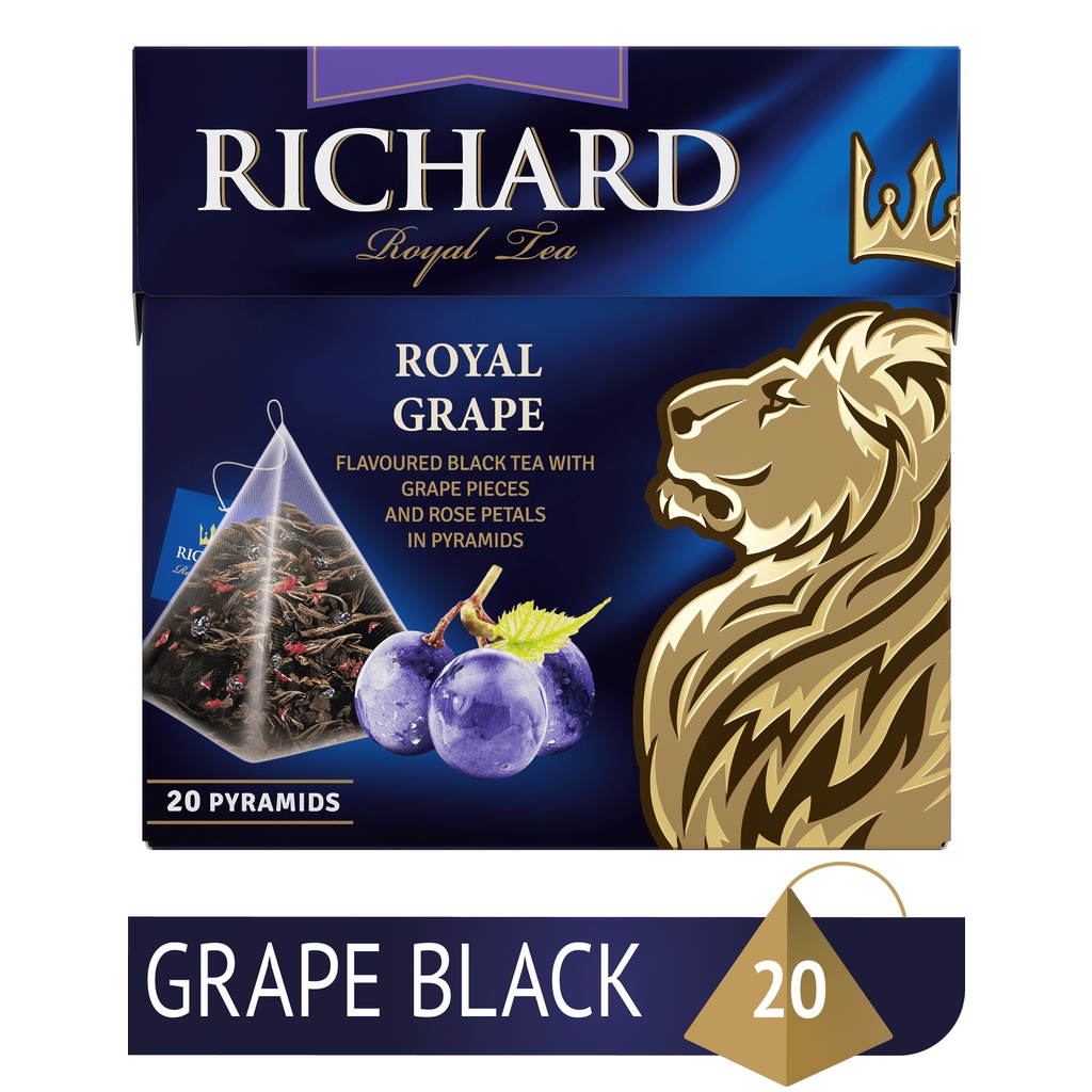 Trà Đen Ceylon Túi Lọc Thượng Hạng Hiệu Richard Hương Nho Và Cánh Hoa Hồng – Tea Richard Royal Grape