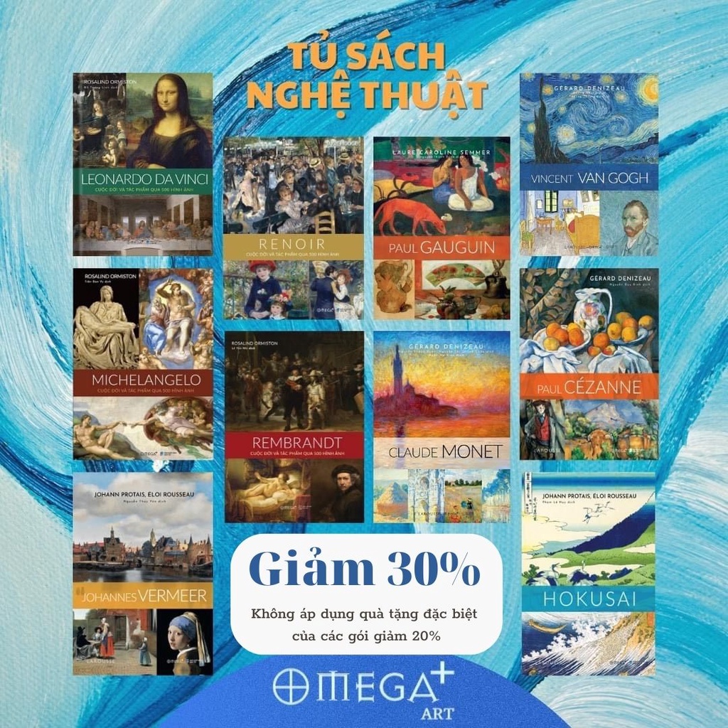 BỘ SÁCH ẢNH ĐẦY ĐỦ VỀ 10 DANH HỌA THẾ GIỚI -Vincent Van Gogh+Renoir+Leonardo Da Vinci+Paul Cézanne+ (10 cuốn)