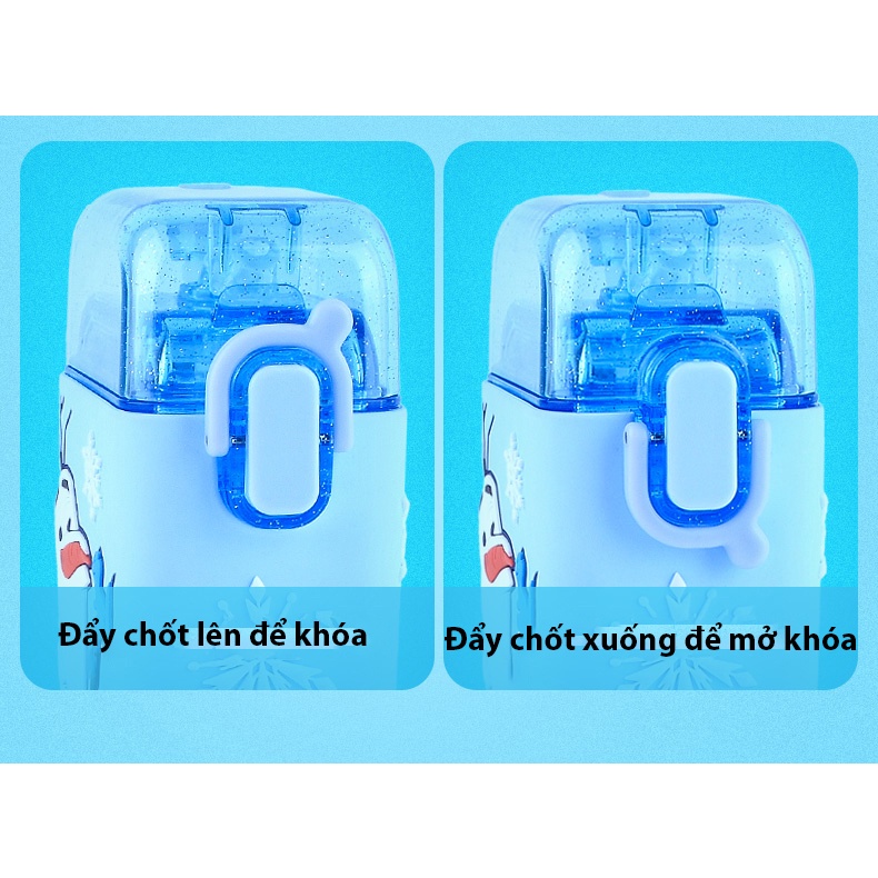 Bình nước 3D Disney chính hãng,Bình Nước Nhựa Tritan Kèm Ống Hút In Hoạ Tiết Hoạt Hình Disney Dành Cho Trẻ Em