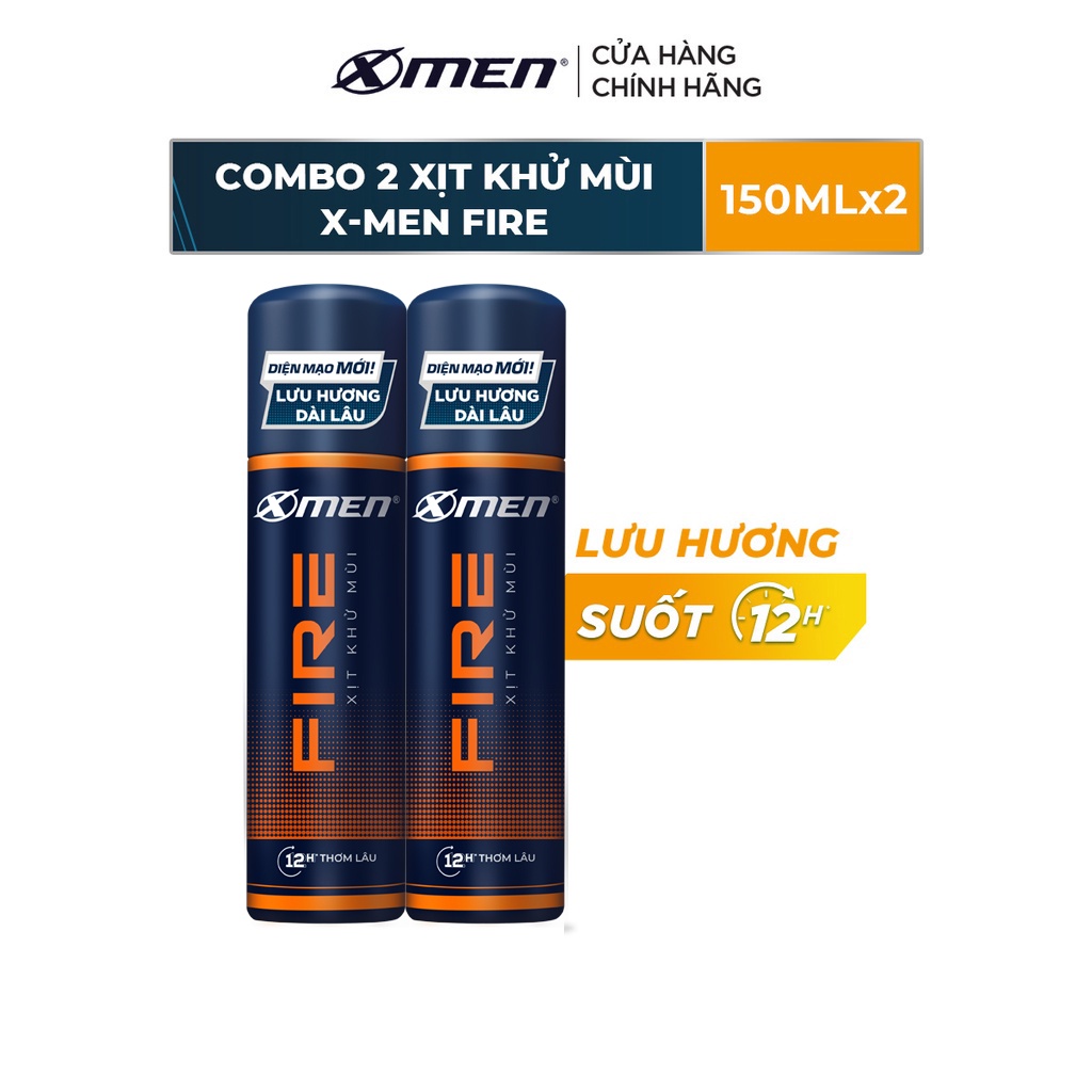 Combo 2 Xịt khử mùi X-men Fire 150ml